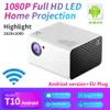 T10 1080P Full HD Portable Andriod TV -projektor med högtalare Hifi Stereo Smart Cinema Video Projectors Home Theater