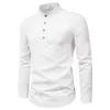 Camicia da lavoro da uomo Colletto alla coreana antirughe Top formale traspirante slim per lavoro Camicia a maniche lunghe in cotone solido autunno inverno 220608