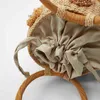 Marka robana przez człowieka Pearl Basket torebki rattanowe okrągłe torby wiadra kwiat Torba przenośna damskie torebki plażowe 2022 G220531