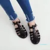 2022-Kapcie Damskie Lato Hollow Out Sandales Moda Bling Rain Prohen Buty Jelly Cukierki Kolor Okładka Płaskie Femmes PVC Sandalias