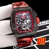 2022 A21J Automatische Mens Watch PVD Steel Big Date Skeleton Dial Orange Black Camouflage Rubber Riem Super Edition 5 Styles Puretime01 E139-011D4