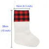 Sublimation Chaussettes De Noël Blancs De Lin Impression Double Face pour Presse À Chaud Chaussette Sac Décorations De Fête Cadeau De Père Noël