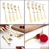 Gouden kleur roestvrijstalen diner vorken 5 maten bouillon servies fruit druppel levering 2021 lepels flatware keuken eetbar homs