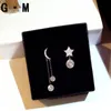 Stud Cute Korean Earrings Silver Color Moon Star Long With Bling Zircon Stone For Women Fashion JewelryStud