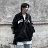 Harajuku Kurtka Człowiek Kontrast Wiatrówka Rękaw PU Skórzane Płaszcze Haft Jaded Casual London Baseball Kurtki Kobiety Koreańskie