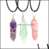 H￤nge halsband h￤ngsmycken smycken tr￥d wrap quartz point reiki healing crystal tiger eye ametyst opal dh0uk