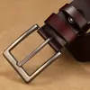 Cinturones 80-160CM Cuero genuino de vaca entera Correa de lujo Hombre para hombres Moda Classice Vintage Pin Hebilla Jeans Cinturón