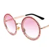 Gafas de sol redondas con diamantes de imitación, gafas de marca de lujo para mujer, gafas de sol grandes con diamantes para mujer, gafas de sol Vintage