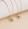 Ny stil Moon Star Birthstone Pendant Necklace Women Crystal Gold Color Clavicle Chain