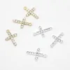 20pcs Cute Small Mix Color Religious DIY Craft Charms For Kids Christianity Enamel Rhinestone Cross Shape Pendant Charm For Bracelet /Necklace Making Jewelry