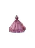 الزهور الوردية المصنوعة يدويًا قبالة الكتف Quinceanera Dresses Ball Ball Formes Floral Seques Lace Corset for Sweet 15 Girls Party