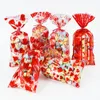 Emballage cadeau 60 Pcs/lot Coeur Rouge Conception En Plastique Transparent Bonbons Sac Saint Valentin Mariage Fête D'anniversaire Faveur Décoration Paquet BagGift