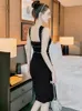 Casual Dresses Luxus Sommer Elegantes Abendkleid Chic Sexy Tank Rückenfrei Skinny Slim Midi Club Geburtstag Dame Schwarz Mujer Robe Femme Vestid