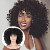 Synthetic Wigs 14''Short Hair African Style Quirky Curly Wig With Bangs Black Female Cosplay Lolita High Temperature ResistanceSynth