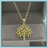 Collane con ciondolo Moda creativa Collana di trifoglio placcato oro Ottone Pendenti con albero della vita Consegna di goccia 2021 Gioielli Dhseller2010 Dhvfh