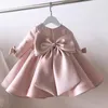 Robes de fille perles en dentelle rose Noël bébé fille robes de fille baptême à manches longues née pour le mariage de la fête 1ère anniversaire robe