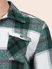 Kvinnors plus storlek ytterkläder rockar finjani grön rutig klaffficka knapp genom skjorta 4xlwomen's