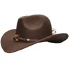 Beret Big Large Plus -Size Vintage Frauen Männer Wolle Wolle Brim Cowboy Western Hut Cowgirl Formal Bowler Cap Wood Strick Band 61 cmberets