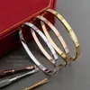 Love bangle versão estreita pulseira banhada a ouro 18 K três vezes nunca desbota tamanho europeu de alta qualidade com caixa réplica oficial lux3052