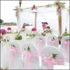 Sashes Chaise Ers Home Textiles Jardin LL Organza Sash Bow pour ER Banquet Mariage Événement Noël Déco Dh4Zi