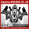 Motorradkarosserien für Daytona600 Daytona650 02–05 Karosserie 132Nr. 49 Weiß schwarz Verkleidung Daytona 650 600 CC 02 03 04 05 Daytona 600 2002 2003 2004 2005 ABS-Verkleidungsset