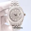 Full Diamond Watch Mens Automatic Mechanical Watches 41mm With Diamond-studded Steel Women Business Wristwatches Bracelet Montre de Luxe Gif YJ7B