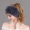 Zimowe futrzane opaski na głowę Lady Rex Rabbit Beanie Endless Snoods Cowl High Elastic