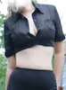 Chemisiers pour femmes Chemises Sexy Ultra WOMENGAGA Chemise courte en mousseline de soie Mince Transparent JK Uniforme Discothèque Femmes Haut d'été Casual Coréen Blous