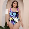 Damen-Bademode in Übergröße, modischer Badeanzug, Badebekleidung, Strandmode, siamesisch, mehrfarbig, einteiliger Druck, kein BH, Bügel, Unterstützung, Sommer-Badeanzüge, Bikinis 02