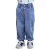 Jeans Girl Jeans per bambini con bottoni colorati per ragazza Jeans per bambini in stile casual Autunno Vestiti per bambina 210412