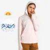 L185 Snabbtorkning av solskyddskläder Kvinnor Yoga Coat Hoodie Solskyddsmedel Kläder Upf-klädsel som driver Rashguard Ice Silk Outdoor Sports Jacket Rash Guards