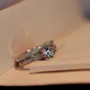 Cluster Rings Vintage Female Crystal Round Wedding Ring Set Fashion Black Gold Bridal Engagement Promise Zircon Stone For Womenclu2383593