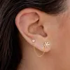 Stud Two Hole Double Piercing Delicate Single Stone CZ Lovely Sparking Zirconia Flower Girl OrecchinoStud StudStud Kirs22