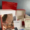 Luxe carré rouge hommes montres originales boxs livret carte étiquettes et papiers en anglais intérieur extérieur239d234r263m