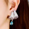 luxurious charm multilayer circle blue water drop earring designer for woman 925 Sterling Silver Post White AAA Cubic Zirconia Copper Bride Engagement Earrings