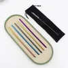 wholesale 5Pcs Metal Reusable Stainless Steel Straws Set Sturdy Straight Bent Colorful Drinking Straw Cleaning Brush Smoothies Juice Bar Party Accessory DH984