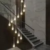 Lâmpada pendente de iluminação interna Cristal de cristal lustre lustre dourado escorregamento em espiral lâmpadas penduradas luminárias de luxo para lobby de lobby decoração de corredor