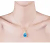 Médaillons Classique Topaze Bleu Cristal Aigue-Marine Pierres Précieuses Diamant Pendentif Colliers Pour Femmes Or Blanc Argent Couleur Chaîne Bijoux Cadeau