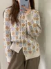 Sonbahar Hırka Kadın Kore Moda Kazak Prairie Şık Çiçekler Örme Kazak hırsız jumperlar Rahat Vintage Dış Giyim 220816
