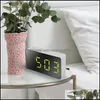 Masa Masası Saatleri Ev Dekoru Bahçe Dijital Saat Mini MTifonksiyonel LED Elektrikli Alarm Ayna Yüzeyi Yatak Odası GR5 Bırak Teslimat 2021