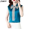 Satinskjorta Kvinnors sommar mode stil inner kostymjacka Koreansk lös ärmlös topp botten jxmyy 220318