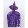 Occasions spéciales Enfants Halloween Costume Sorcière Assistant Cape Cape avec Chapeau Pointu Ensemble Anime Cosplay Fête Étoiles Motif Filles Garçons Magicien Tenue 220826