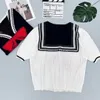 507 2022 Summer Kint Pullover de manga curta Crew pescoço Brand Mesmo estilo suéter preto xadrez branco luxo de luxo roupas femininas dl