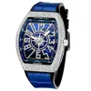 8122 Nieuwe heren Frank Wine Barrel Case Watch Fac voor leren band Diamond Watch voor man