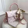 イブニングバッグの花の花の編組編みの編組ハンドルスカーフハンドバッグレディースかわいい小さな財布と220727
