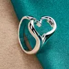 Anello aperto a cuore in argento sterling 925 per gioielli da festa di fidanzamento per matrimonio donna