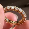 14K AU585 Gold Women Ring Diamonds 01 Carart Round Luxo Luxo Elegant Party Engagement Anniversary Ring Trendy Presente 2208163521181