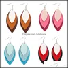 Dangle Chandelier Fashion Three Layer Leaf Pu Leather Dnagle Earring For Women Unique Designer Colorf Sier Plated Hook Drop Earrin Dhote