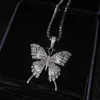 Pendant Necklaces Fashion Charm Big Butterfly Necklace Inlay Full Shiny Small Zircon Europe America Luxury Silver Jewelry For Women GiftsPen