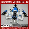 Nadwozi dla Honda Interceptor VFr800 VFR 800 RR CC 800RR 02-12 BODY 129NO.6 800CC VFR800RR 02 03 04 05 06 07 Biały Niebieski BLK VFR-800 2002 2002 2002 2011 2012 Working